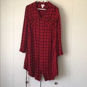 Red plaid maternity dress